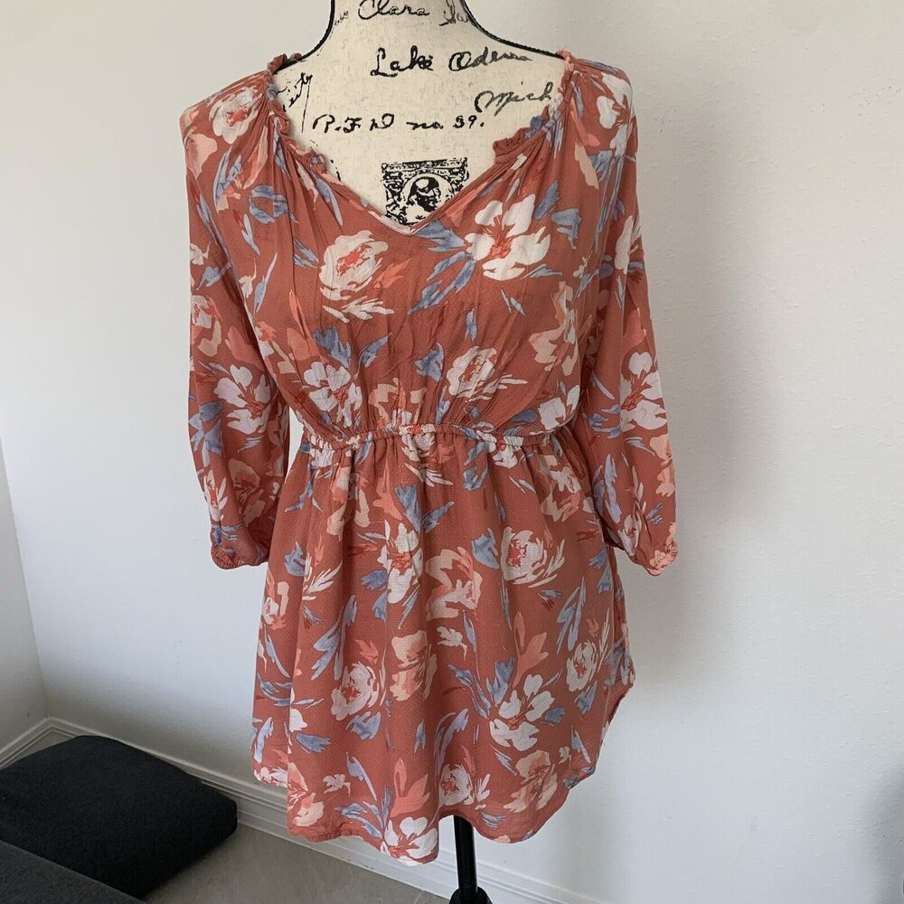 Isabel Motherhood Maternity Orange Floral Blouse Size S